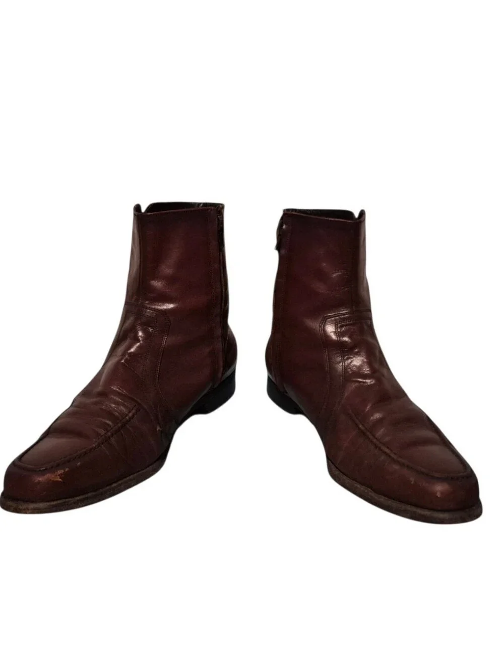 Vintage Florsheim Leather Side-Zip Moc-Toe Moto Dress Boots Men's Size 9.5E